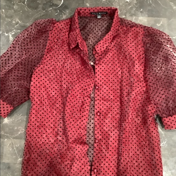 Sheer Polka Dot Button-Up - Picture 2 of 8